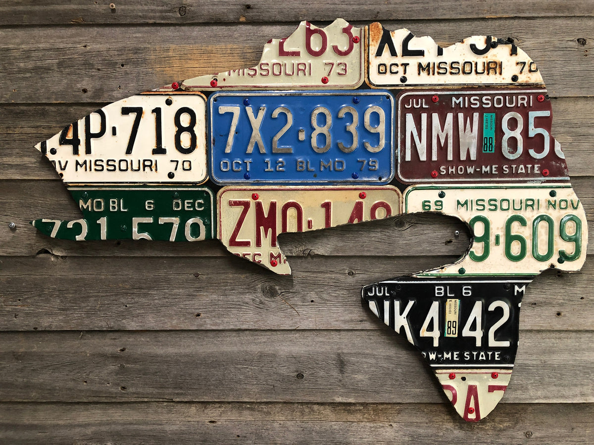 St Louis Sports Fan Recycled Vintage Missouri License Plate Art