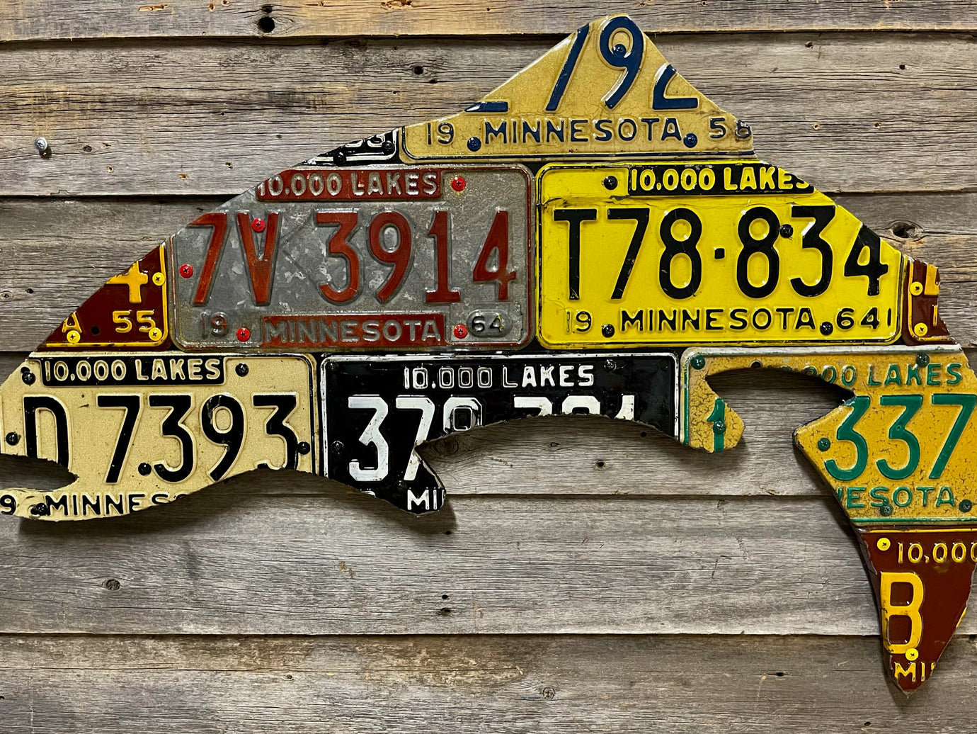 Minnesota Trout Antique License Plate Art
