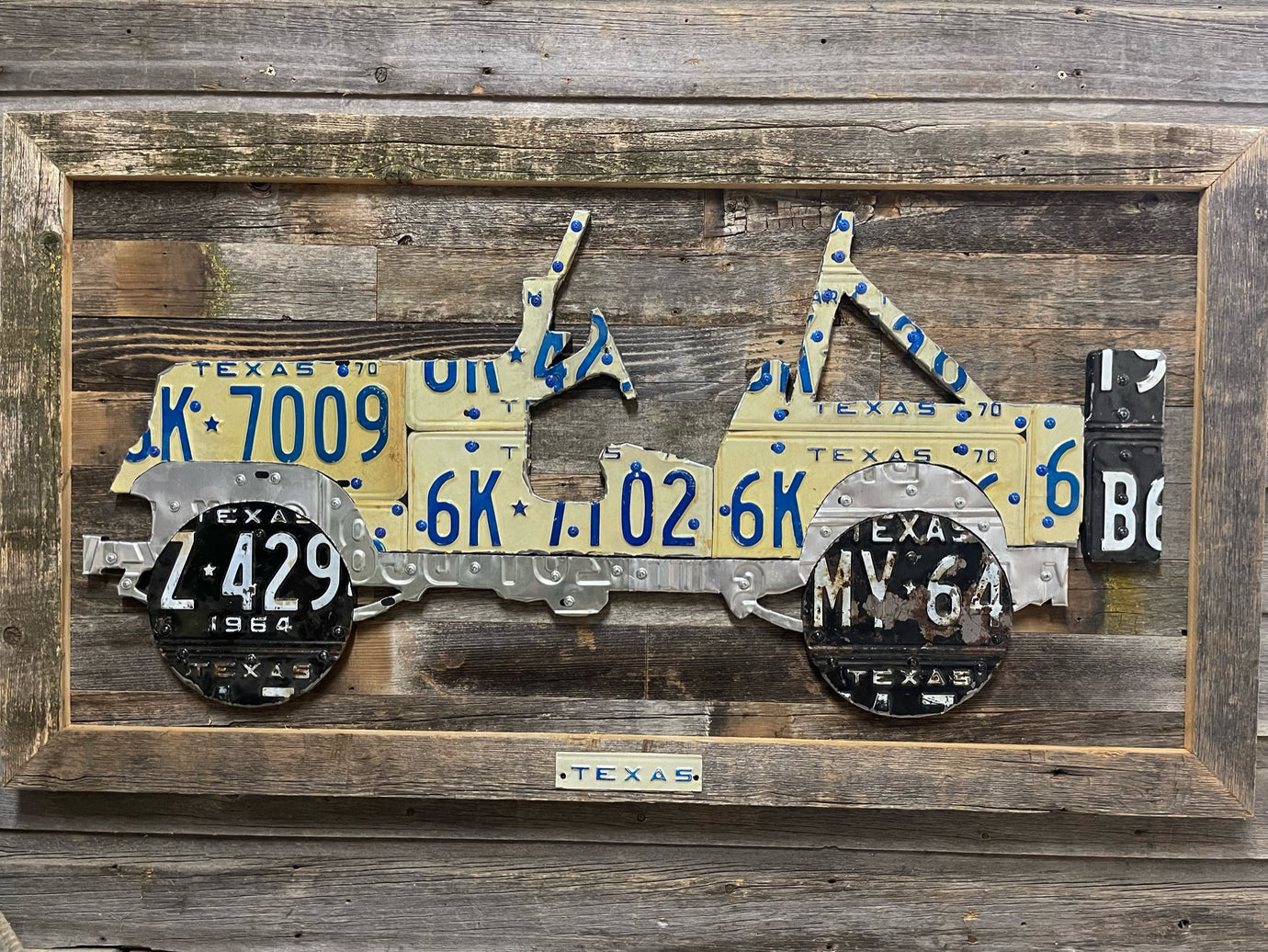 Texas Vintage CJ-7 Jeep License Plate Art