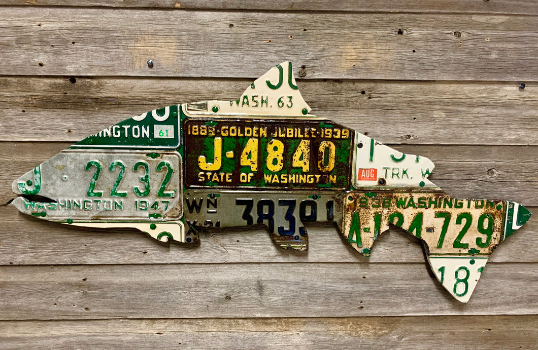 Washington State Antique Steelhead License Plate Art