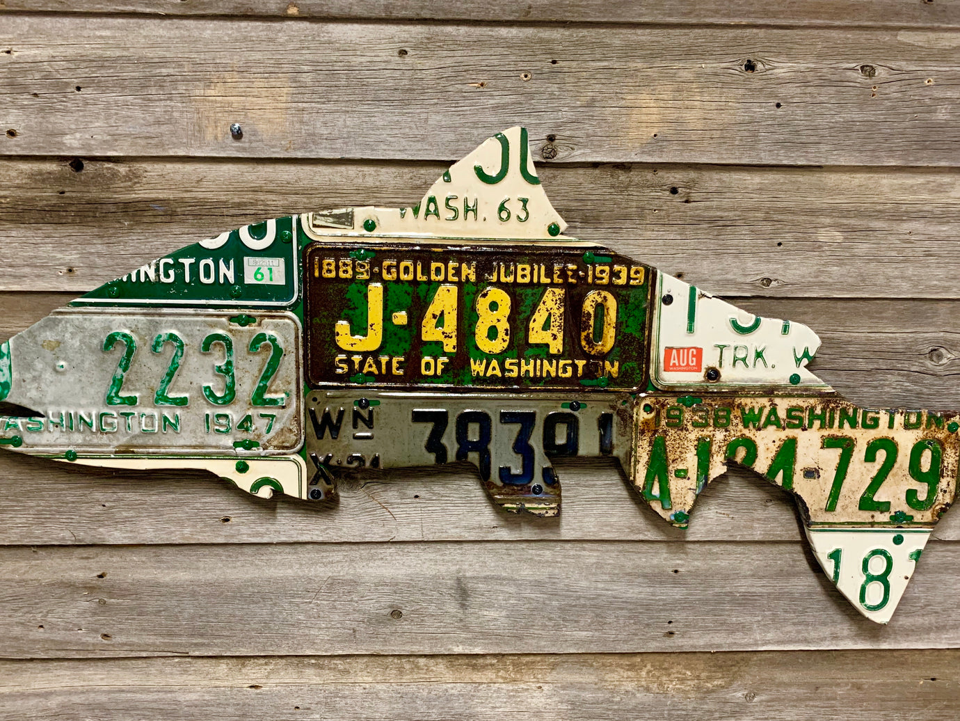 Washington State Antique Steelhead License Plate Art