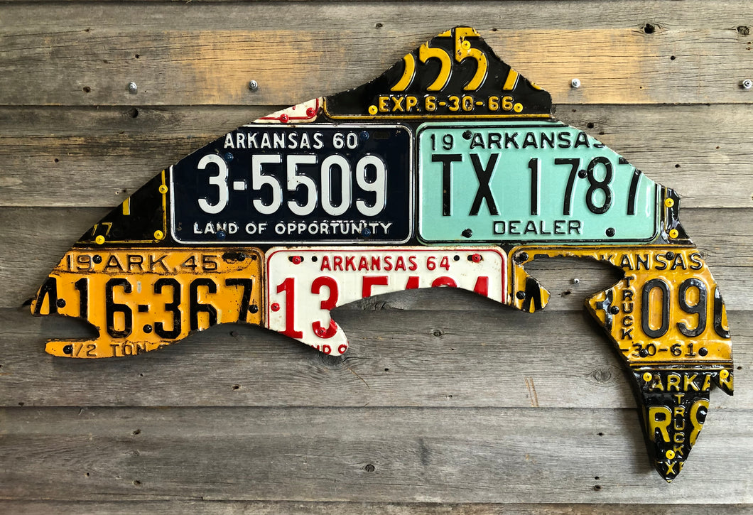 Arkansas Antique Trout License Plate Art