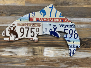 24" Wyoming Trout Mixed Year License Plate Art - Ready-To-Ship