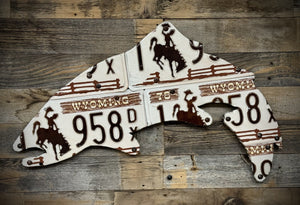 24" Wyoming Trout - 1978 Vintage Cowboy License Plate Art - Ready-To-Ship