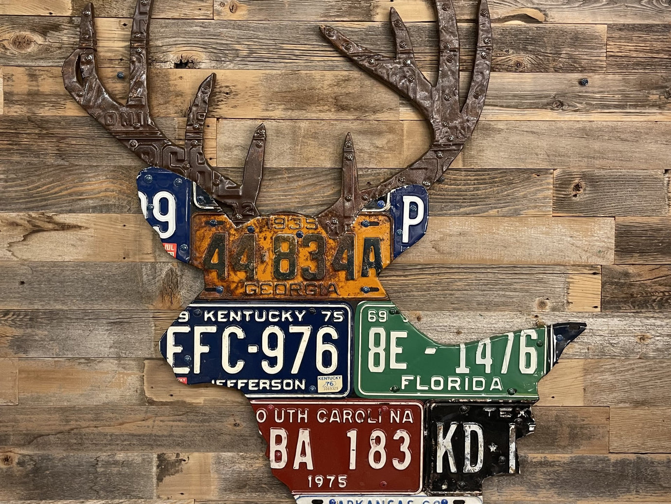 Mixed Southern Whitetail Deer License Plate Art - Ready-To-Ship