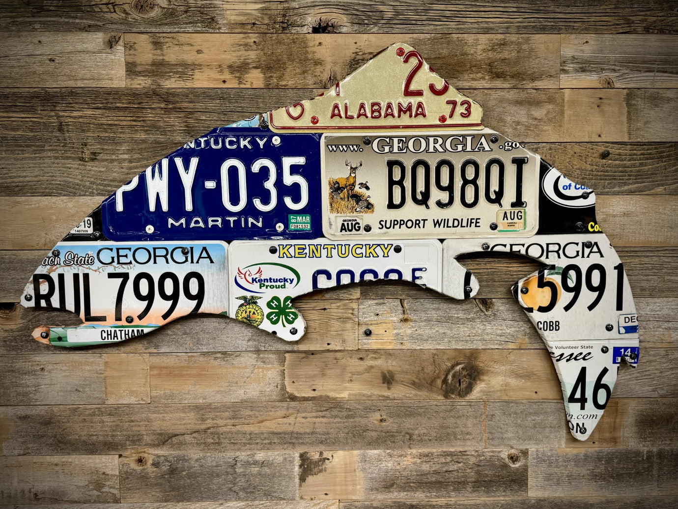 Mixed Southeast Trout License Plate Art - Ready-To-Ship