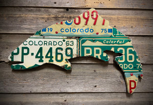 24" Vintage Colorado Trout License Plate Art - Ready-To-Ship