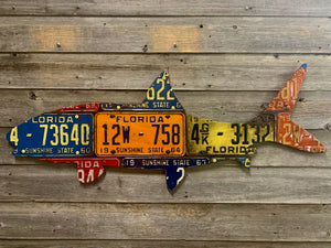Florida Bonefish Antique License Plate Art - Ready-To-Ship