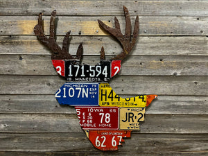 Mixed Midwestern Whitetail Deer License Plate Art
