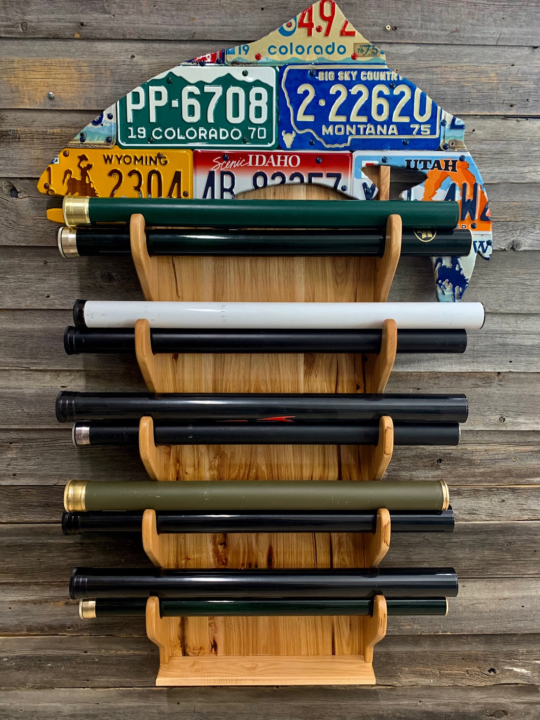 Custom Trout Rod Rack - Hickory