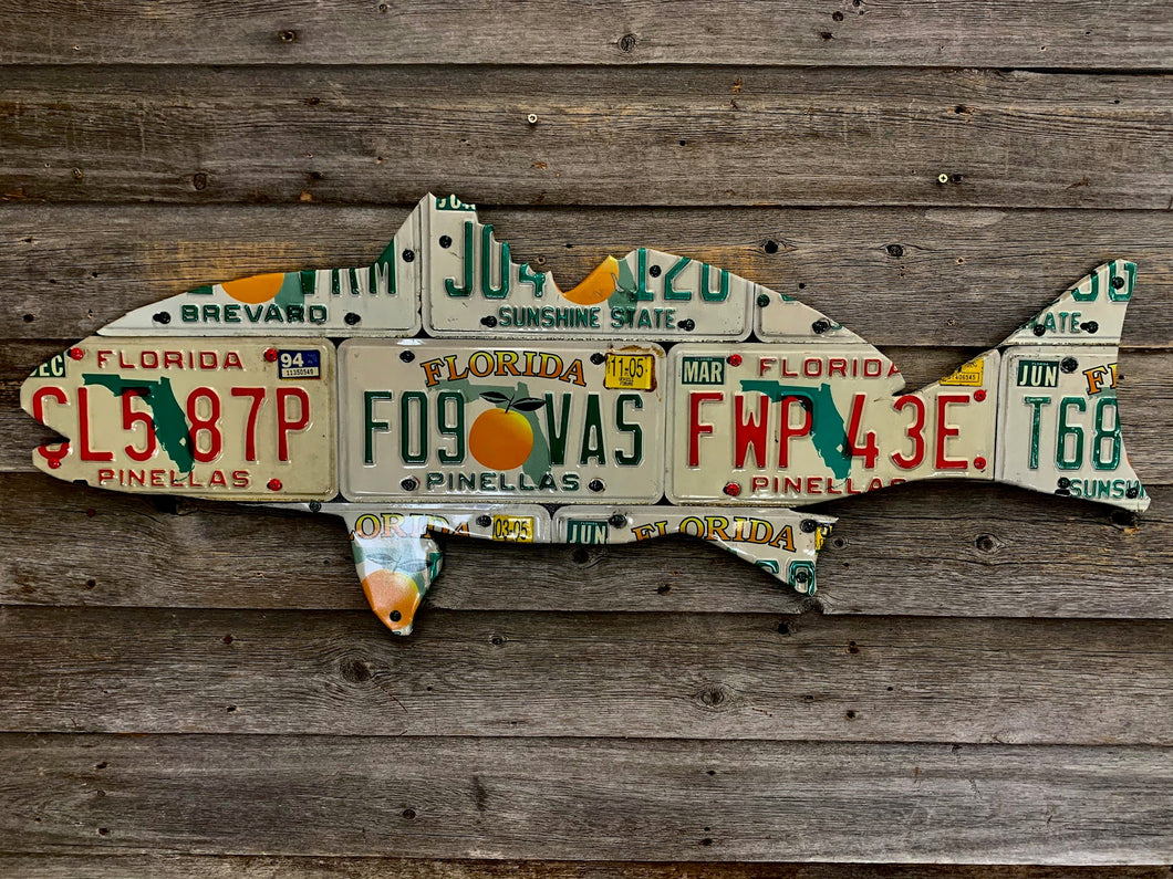 Florida Orange Redfish License Plate Art - Ready-To-Ship