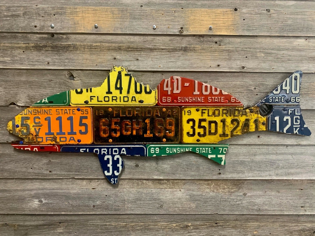 Florida Antique Redfish License Plate Art - Ready-To-Ship