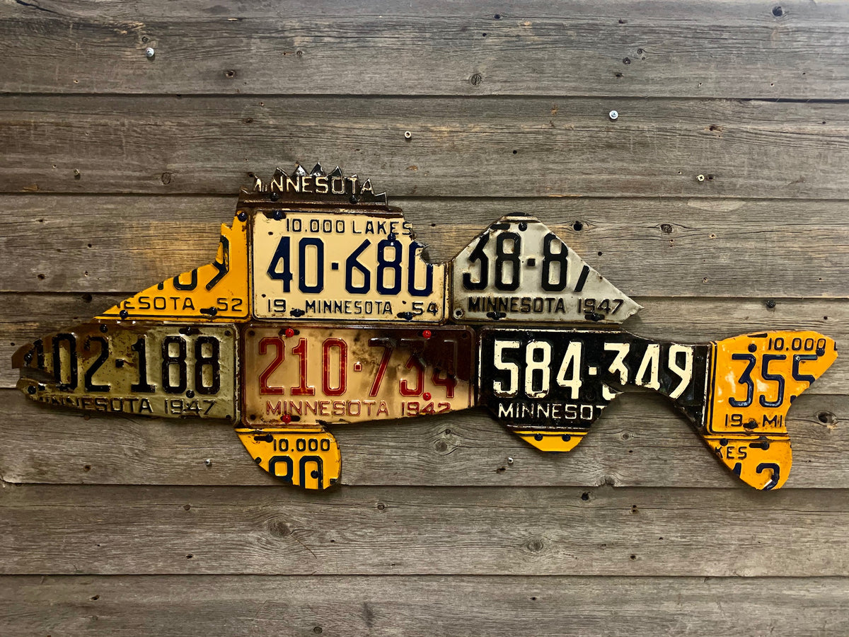 Minnesota Antique Walleye License Plate Art– Cody's Fish
