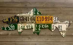 50" Idaho Antique Brown Trout License Plate Art