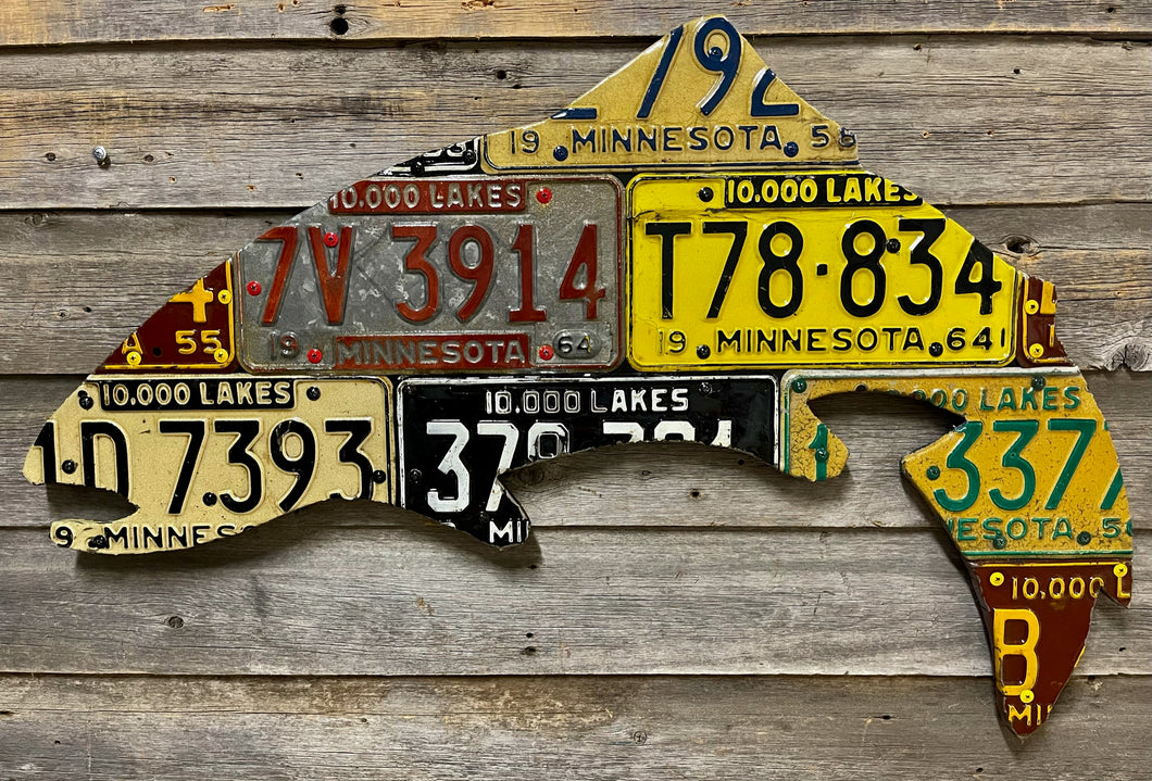 Minnesota Trout Antique License Plate Art