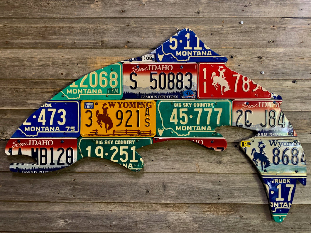 Large 4-Foot Mixed Western Trout License Plate Art