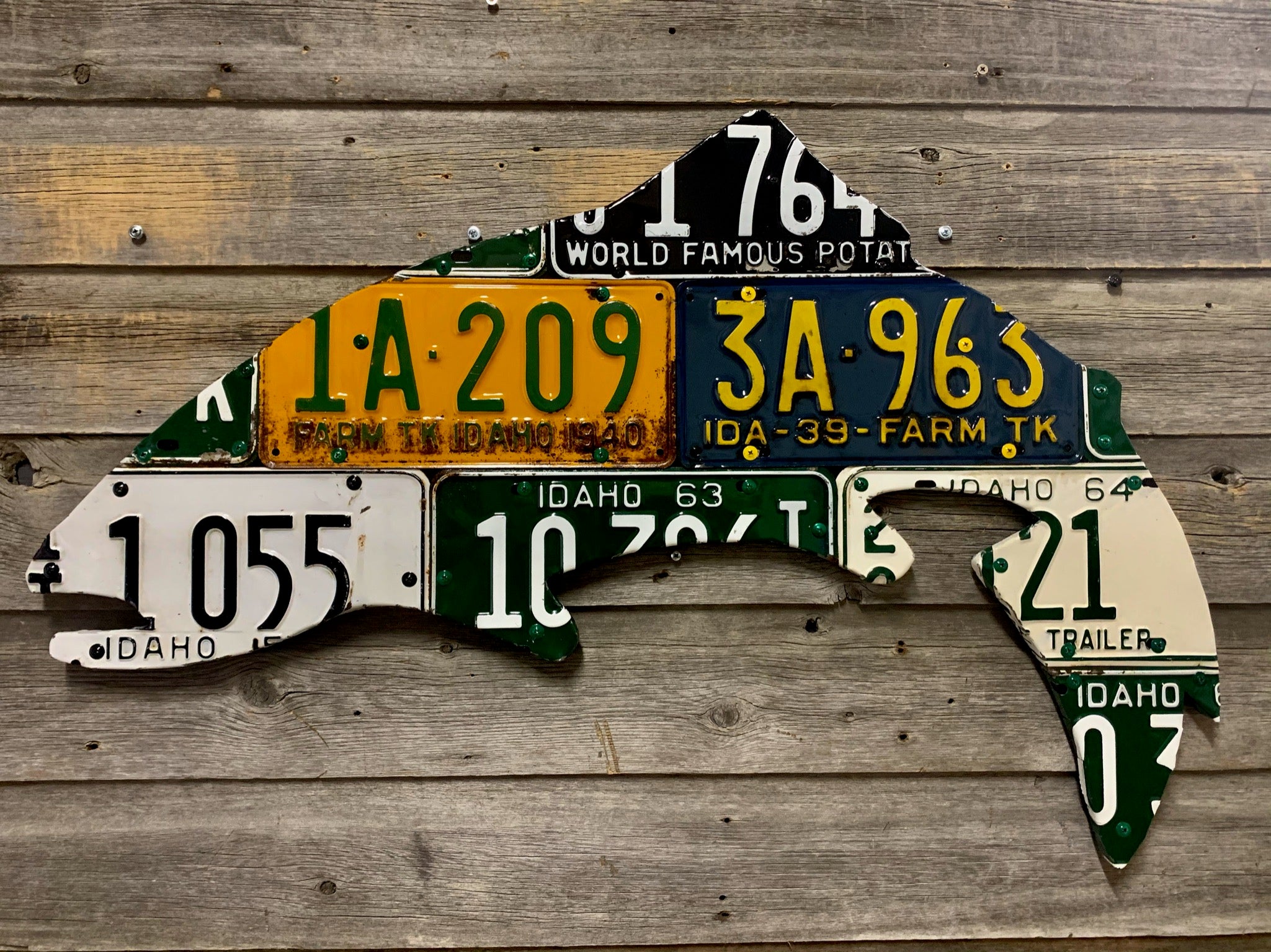 Idaho Antique Trout License Plate Art– Cody's Fish