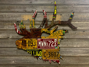 Arizona and New Mexico Antique Elk License Plate Art
