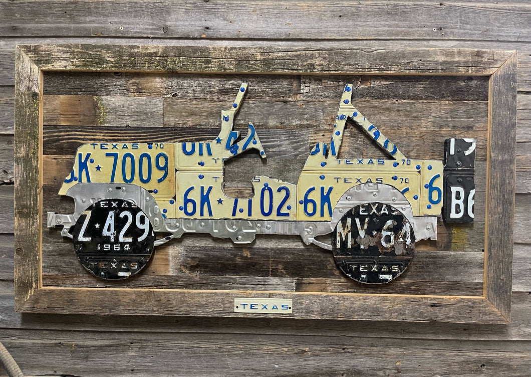 Texas Vintage CJ-7 Jeep License Plate Art