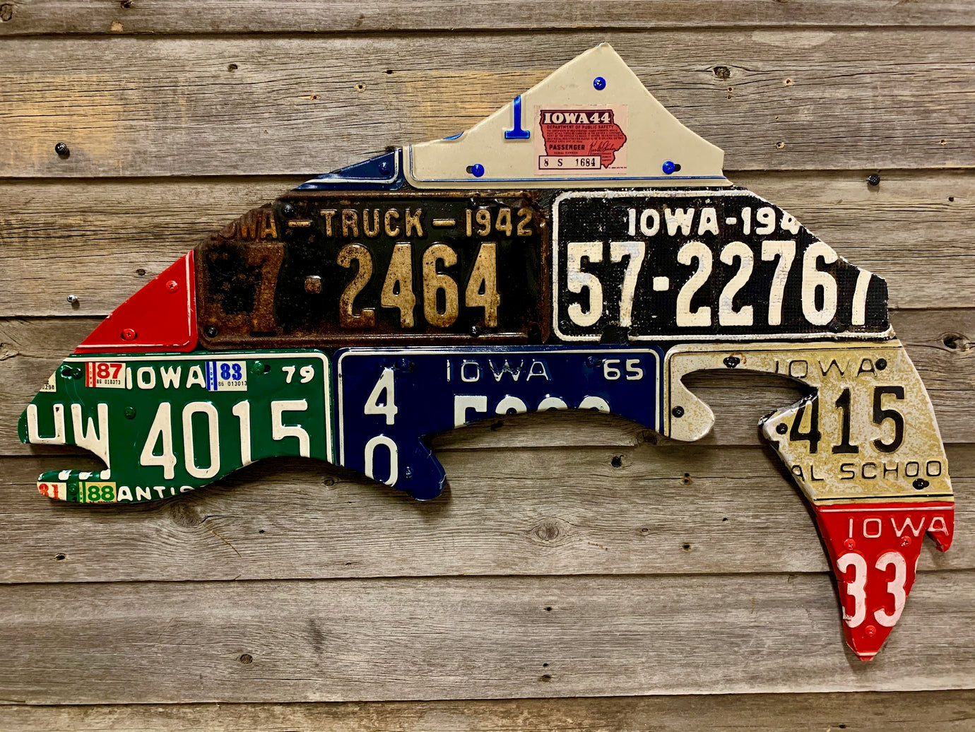 Iowa Antique Trout License Plate Art