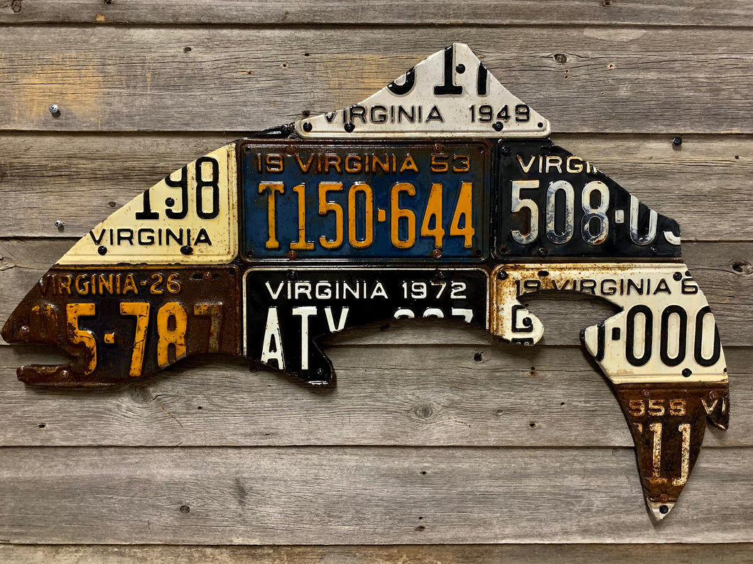 Virginia Antique Trout License Plate Art