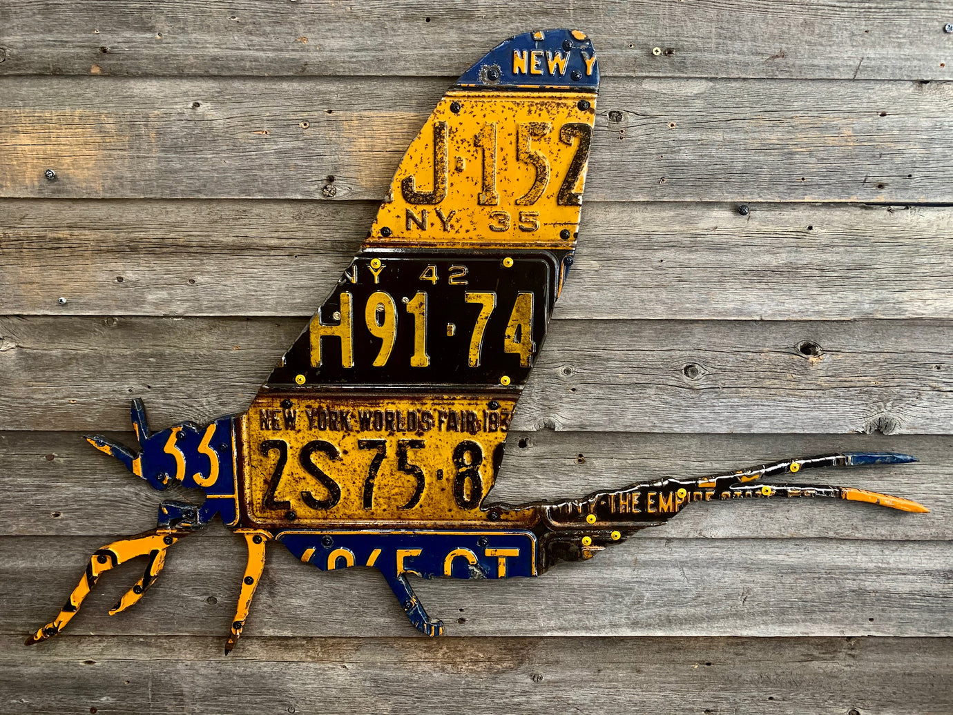 New York Mayfly Antique License Plate Art