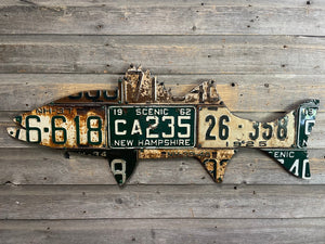 New Hampshire Striped Bass Antique License Plate Art - Ready-To-Ship