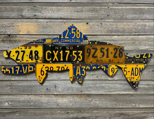 50" New York Vintage Brown Trout License Plate Art