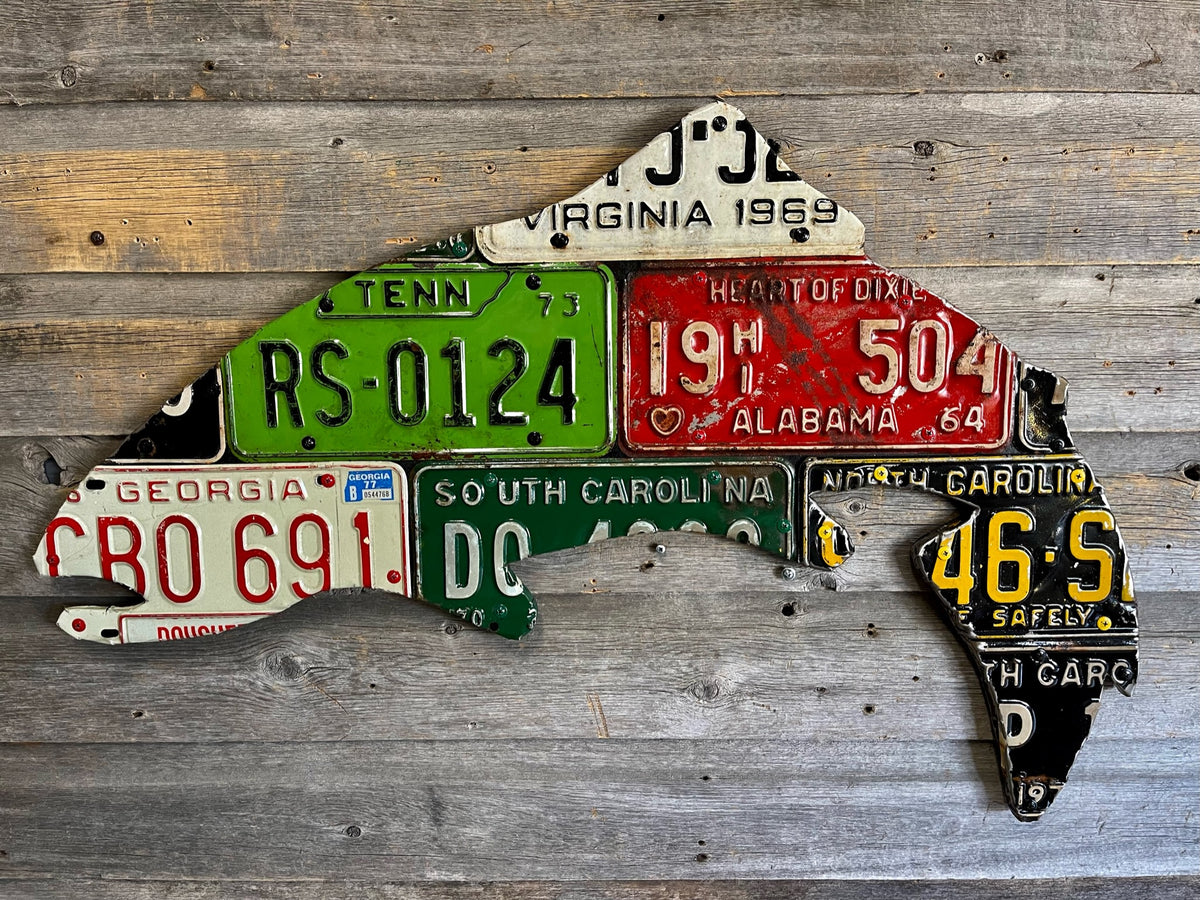 Mixed Southeast Antique Trout License Plate Art Cody's Fish