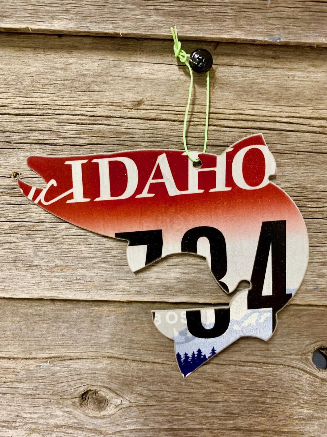 Idaho Jumping Trout License Plate Christmas Ornament