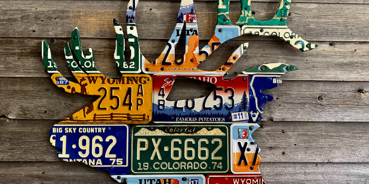 Mixed Western States Elk License Plate Art– Cody's Fish