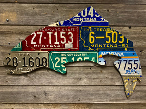 Montana Antique Trout License Plate Art - Ready-To-Ship