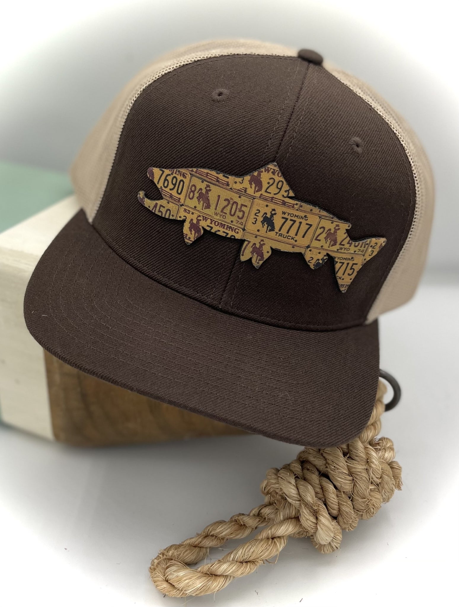 Youth Brook Trout Pattern Patch Hat - Wyoming Fly Fishing Hat Brown