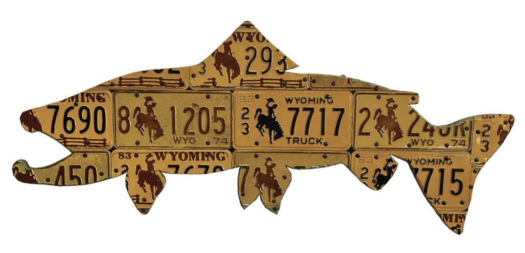 Gold Wyoming Brown Trout License Plate Art