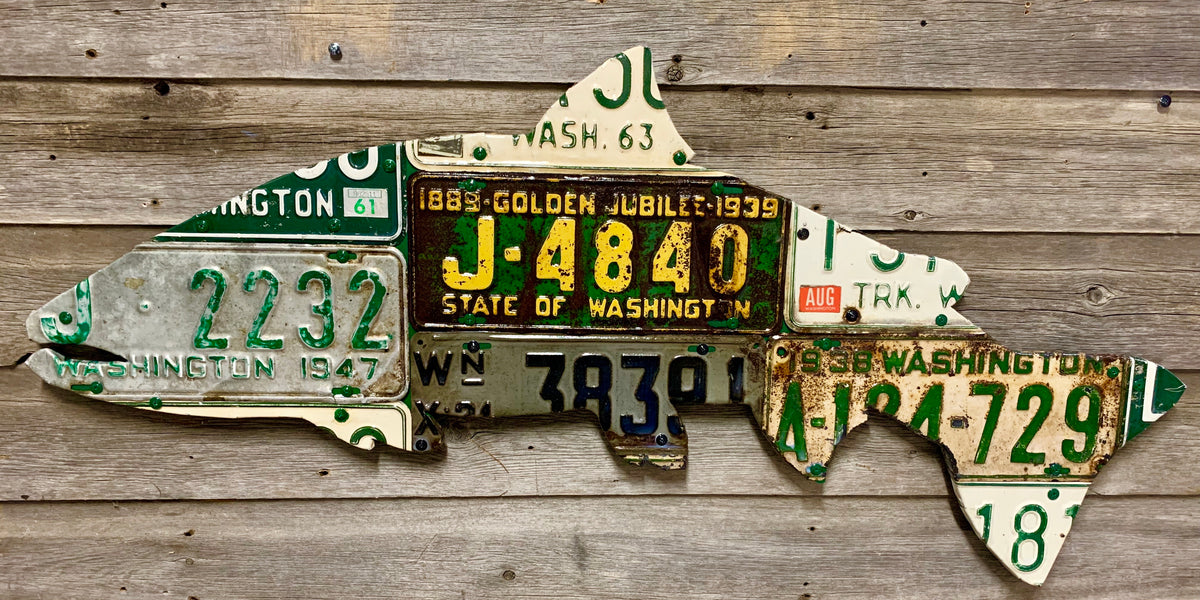 Washington State Antique Steelhead License Plate Art– Cody's Fish