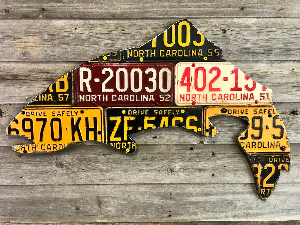 North Carolina Antique Trout License Plate Art