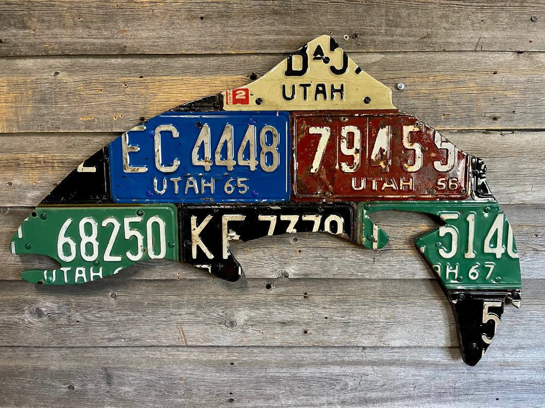 Utah Trout Vintage License Plate Art