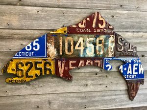 Connecticut Antique Trout License Plate Art