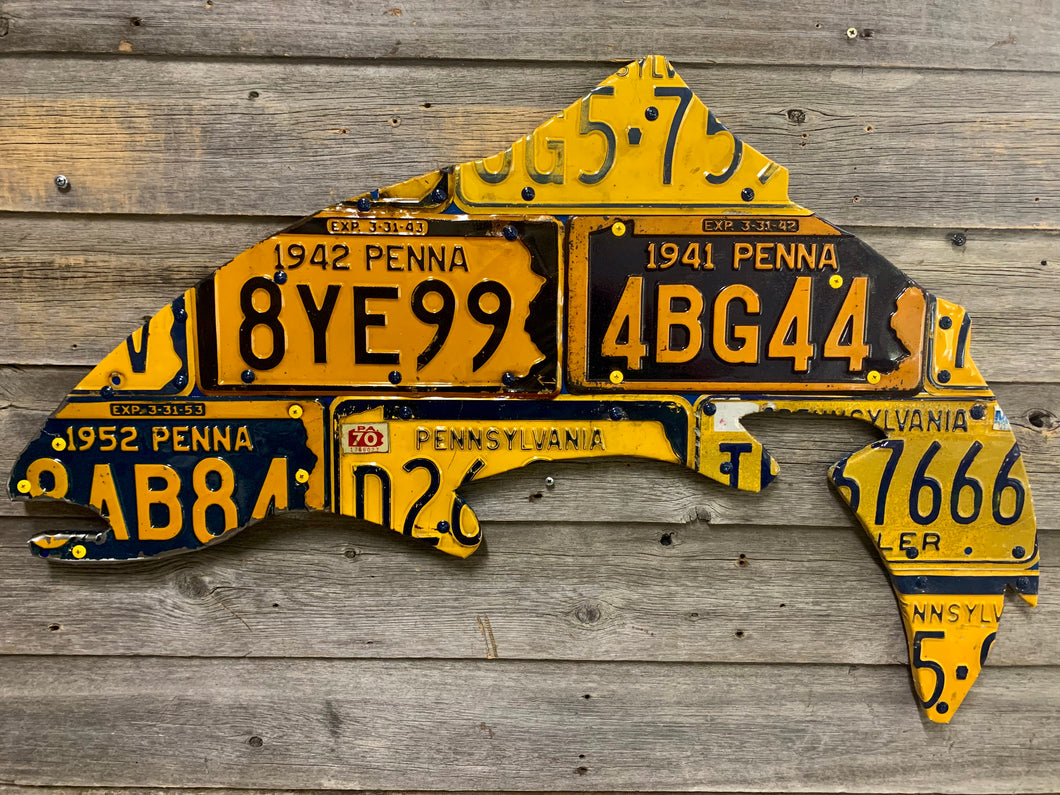 Pennsylvania Vintage Trout License Plate Art