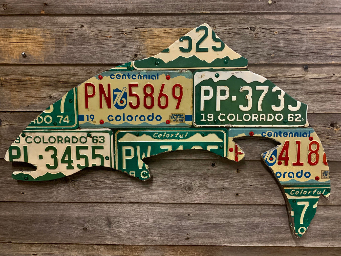 Colorado Vintage Trout License Plate Art - Ready-To-Ship