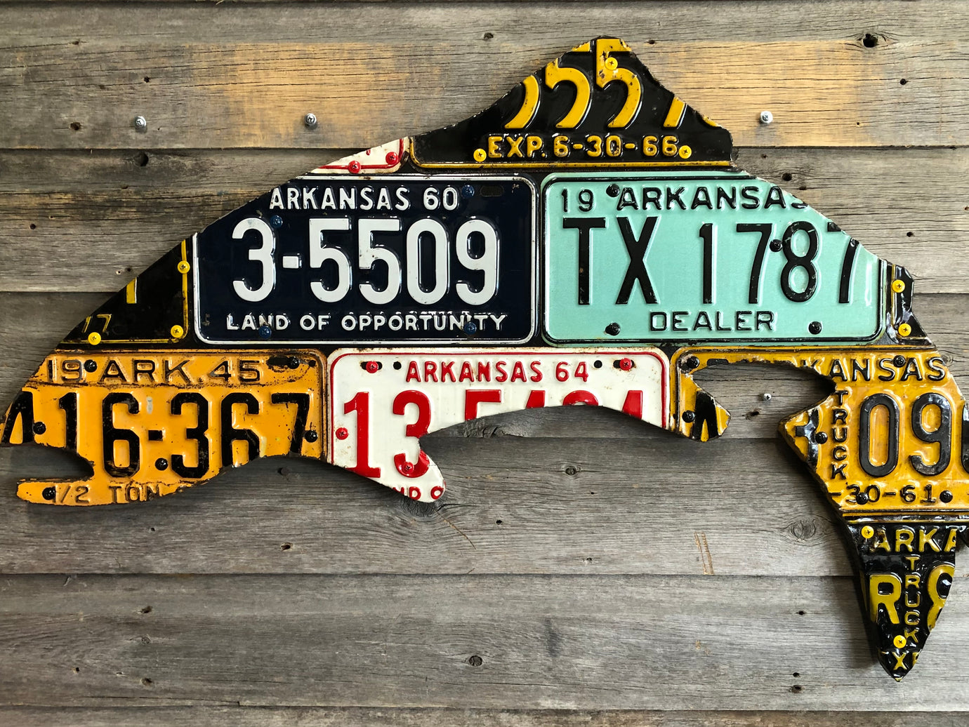 Arkansas Antique Trout License Plate Art